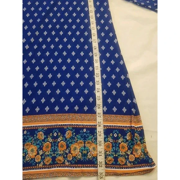 Loveappella Womens Dress Size Small Blue Shift Bohemian Long Sleeve Open Back - Picture 14 of 14